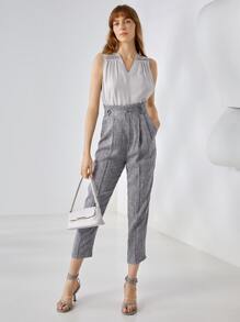 MOTF PREMIUM LINEN HEATHER GREY TROUSERS - Grey - View 11