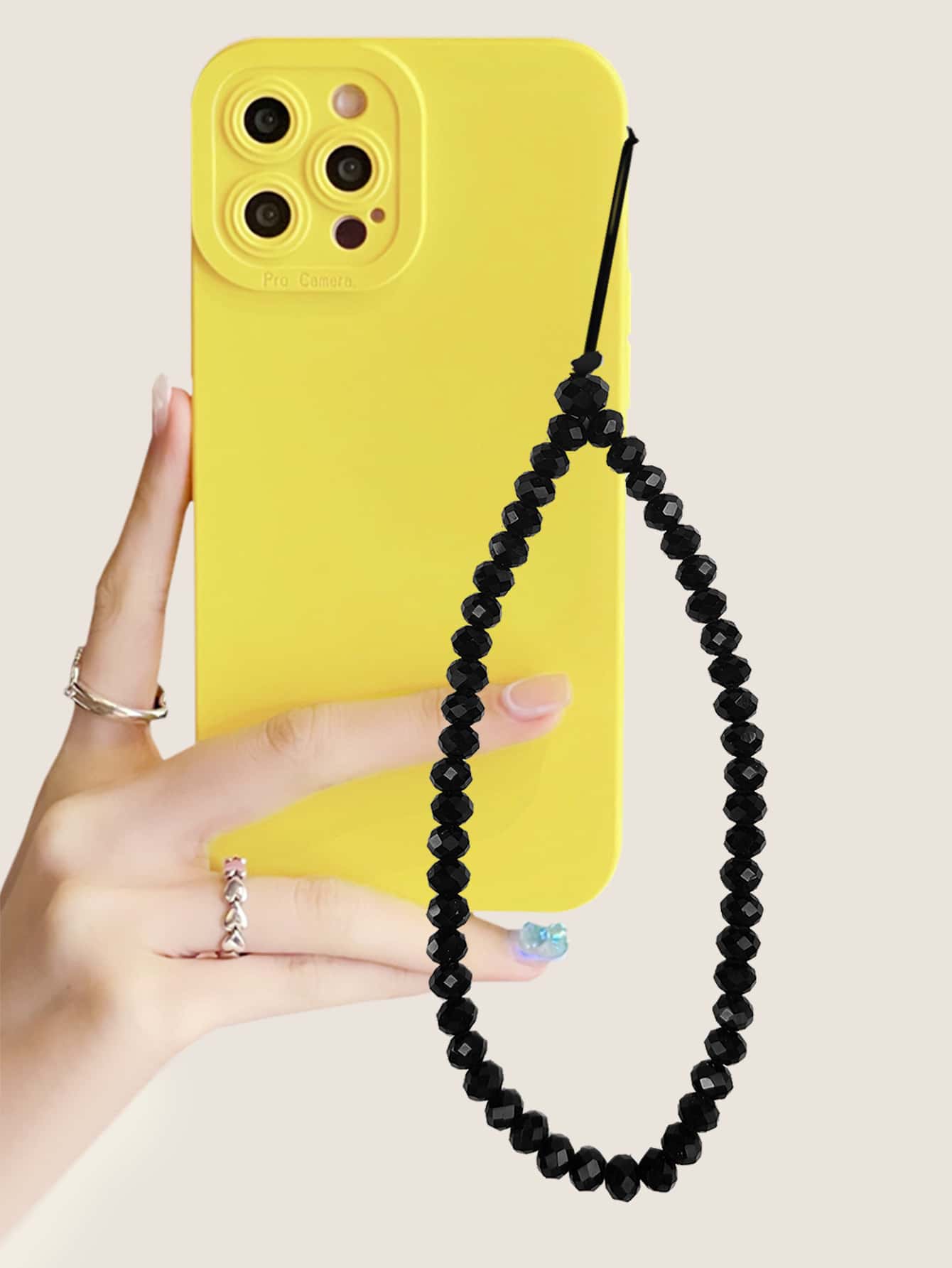 1入組串珠手機掛繩 - 黑色 - 查看 1
