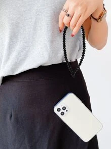 1入組串珠手機掛繩 - 黑色 - 查看 5