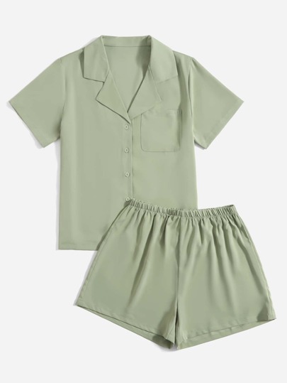 Solid Chiffon Shirt & Shorts