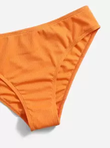 Tween Girl Ribbed Knit Two Tone Bikini Set Summer Beach - Orange - View 4
