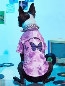PETSIN 紮染蝴蝶圖案寵物T恤衫 - 彩色 - 查看 2