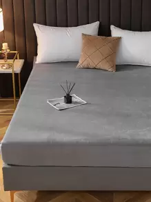 Solid Color Plush Fitted Sheet - Grey - View 1