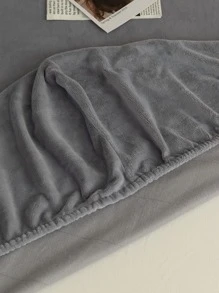 Solid Color Plush Fitted Sheet - Grey - View 6