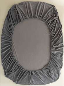 Solid Color Plush Fitted Sheet - Grey - View 8