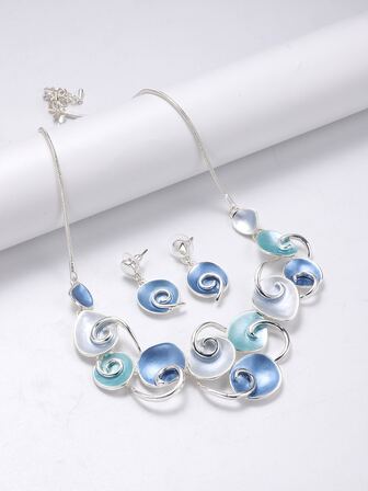 3入組/套波西米亞鋅合金圓形裝飾首飾套裝適合女士適用於約會禮物