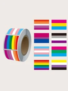 500pcs/Roll LGBT Rainbow Striped Pattern Stickers,School Supplies,Back To School