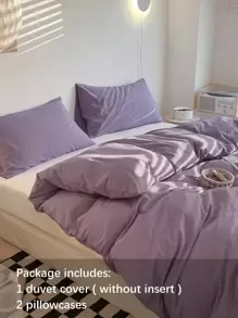 素色被套套裝不附帶內芯 - 紫色 - 查看 4
