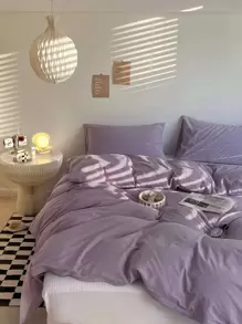 素色被套套裝不附帶內芯 - 紫色 - 查看 5