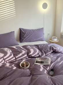 素色被套套裝不附帶內芯 - 紫色 - 查看 6