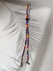 1pc Boho Retro Bohemian Style Striped Paisley Weave Rainbow Plaid Pattern Personality Outdoor Sports Anti-Lost Eyeglass Lanyard, Available In Multiple Colors, Made Of Linen With Metal Lobster Clasp And Silicone Ring (Eyeglasses Not Included)
