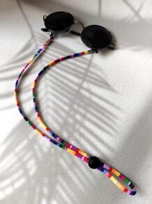 1pc Boho Retro Bohemian Style Striped Paisley Weave Rainbow Plaid Pattern Personality Outdoor Sports Anti-Lost Eyeglass Lanyard, Available In Multiple Colors, Made Of Linen With Metal Lobster Clasp And Silicone Ring (Eyeglasses Not Included)