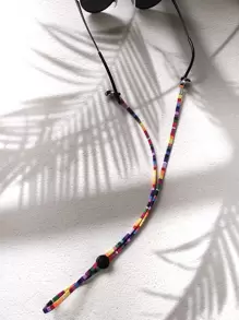 1pc Boho Retro Bohemian Style Striped Paisley Weave Rainbow Plaid Pattern Personality Outdoor Sports Anti-Lost Eyeglass Lanyard, Available In Multiple Colors, Made Of Linen With Metal Lobster Clasp And Silicone Ring (Eyeglasses Not Included)