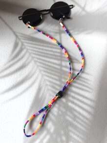 1pc Boho Retro Bohemian Style Striped Paisley Weave Rainbow Plaid Pattern Personality Outdoor Sports Anti-Lost Eyeglass Lanyard, Available In Multiple Colors, Made Of Linen With Metal Lobster Clasp And Silicone Ring (Eyeglasses Not Included)