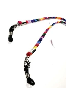 1pc Boho Retro Bohemian Style Striped Paisley Weave Rainbow Plaid Pattern Personality Outdoor Sports Anti-Lost Eyeglass Lanyard, Available In Multiple Colors, Made Of Linen With Metal Lobster Clasp And Silicone Ring (Eyeglasses Not Included)