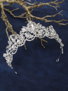 1 件优雅公主头饰时尚头带皇冠冠冕，水钻合金新娘皇冠，适合女士服装、派对、婚礼、摄影配件 - 銀色 - 查看 12