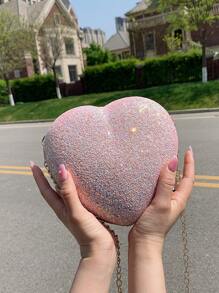 Bolsa creativa con lentejuelas con diseño de corazón - Rosa - Ver 3