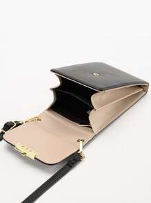 金属装饰翻盖手机钱包 轻便时尚 白领上班族 大学工作 商务通勤 办公室 周年纪念 情侣 生日礼物 情人节礼物 礼品手机袋 - 黑色 - 查看 5