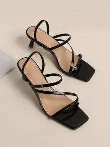 Women Thin Strap Slingback Sandals, Stiletto Heeled Elegant Sandals Black,Kitten Heels - Black - View 5