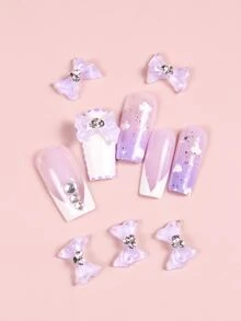 5入組蝴蝶結設計美甲飾品 - 淡紫色 - 查看 1