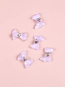 5入組蝴蝶結設計美甲飾品 - 淡紫色 - 查看 4