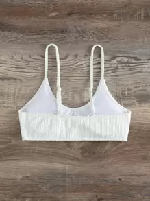 SHEIN Swim 抽褶比基尼泳裝上衣 - 白色 - 查看 5