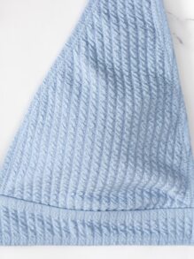 SHEIN Swim 夏季沙灘純色高腰比基尼 - 淺藍色 - 查看 7