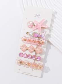 6pcs Starfish & Faux Pearl Decor Hair Clip - Multicolor - View 1