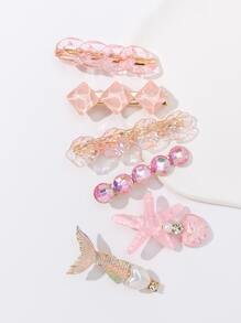 6pcs Starfish & Faux Pearl Decor Hair Clip - Multicolor - View 3