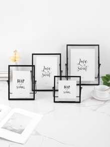Khung ảnh kim loại 1pc với giấy bên trong ngẫu nhiên 1pc - màu đen - Xem 1