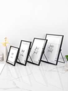Khung ảnh kim loại 1pc với giấy bên trong ngẫu nhiên 1pc - màu đen - Xem 2