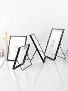 Khung ảnh kim loại 1pc với giấy bên trong ngẫu nhiên 1pc - màu đen - Xem 3
