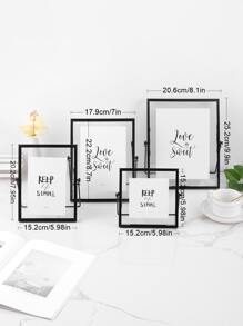 Khung ảnh kim loại 1pc với giấy bên trong ngẫu nhiên 1pc - màu đen - Xem 4
