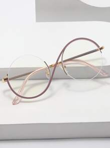 Round Frame Women's Fashion Design Eyeglasses - Dusty Pink - View 1