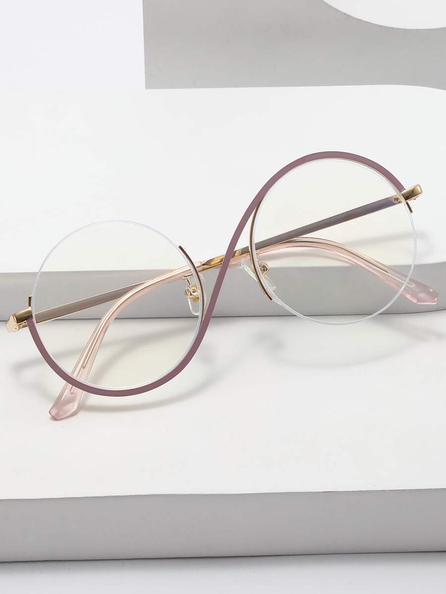 Round Frame Women's Fashion Design Eyeglasses - Dusty Pink - View 1