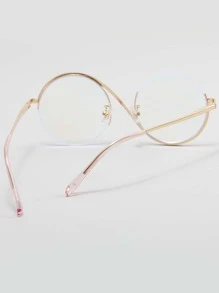 Round Frame Women's Fashion Design Eyeglasses - Dusty Pink - View 4