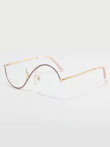 Round Frame Women's Fashion Design Eyeglasses - Dusty Pink - View 2