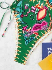 Traje de baño de una pieza con estampado total y espalda cruzada, para el verano y vacaciones en la playa - Multicolor - Ver 5