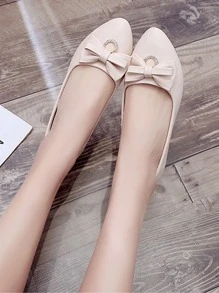 Zapatos De Trabajo De Fondo Suave Para Mujer Para Largos Períodos De Pie, Zapatos De Tacón Bajo Con Decoración De Mariposas Beige, Cómodos Para Que Las Mujeres De Mediana Edad Los Usen A Diario Con Vestidos - Beis - Ver 5
