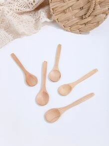 5入組素色木頭湯匙