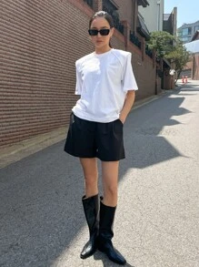 DAZY Plicated Wide Leg Shorts