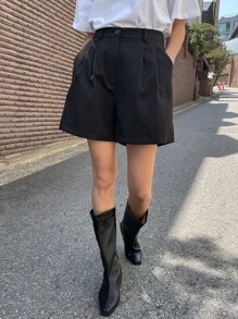 DAZY Plicated Wide Leg Shorts