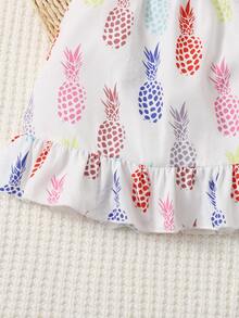 SHEIN Đầm em bé viền lá sen Viên lá sen Dải chun Rau quả Boho - trắng - Xem 3