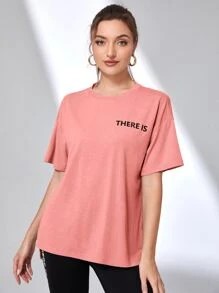 Mulvari 落肩袖標語圖案T恤和標語圖案長褲 - 彩色 - 查看 3