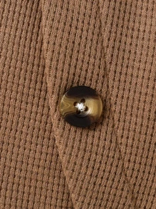 Newborn Baby Boy Waffle Knit Button Front Roll Up Hem Shorts - Brown - View 4