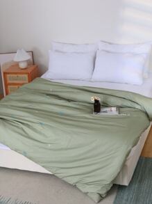 Star Embroidery Duvet Cover Without Filler - Olive Green - View 2