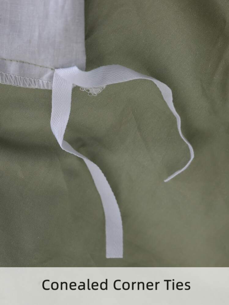 Star Embroidery Duvet Cover Without Filler - Olive Green - View 3