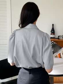 DAZY 泡泡袖前紐扣襯衫