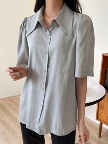 DAZY 泡泡袖前紐扣襯衫