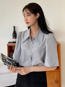 DAZY 泡泡袖前紐扣襯衫